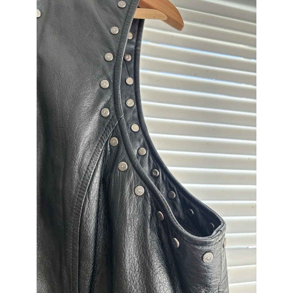 Harley-Davidson Women's 1W Leather Motorcycle Vest Studded Zip Black Biker - Picture 6 of 15